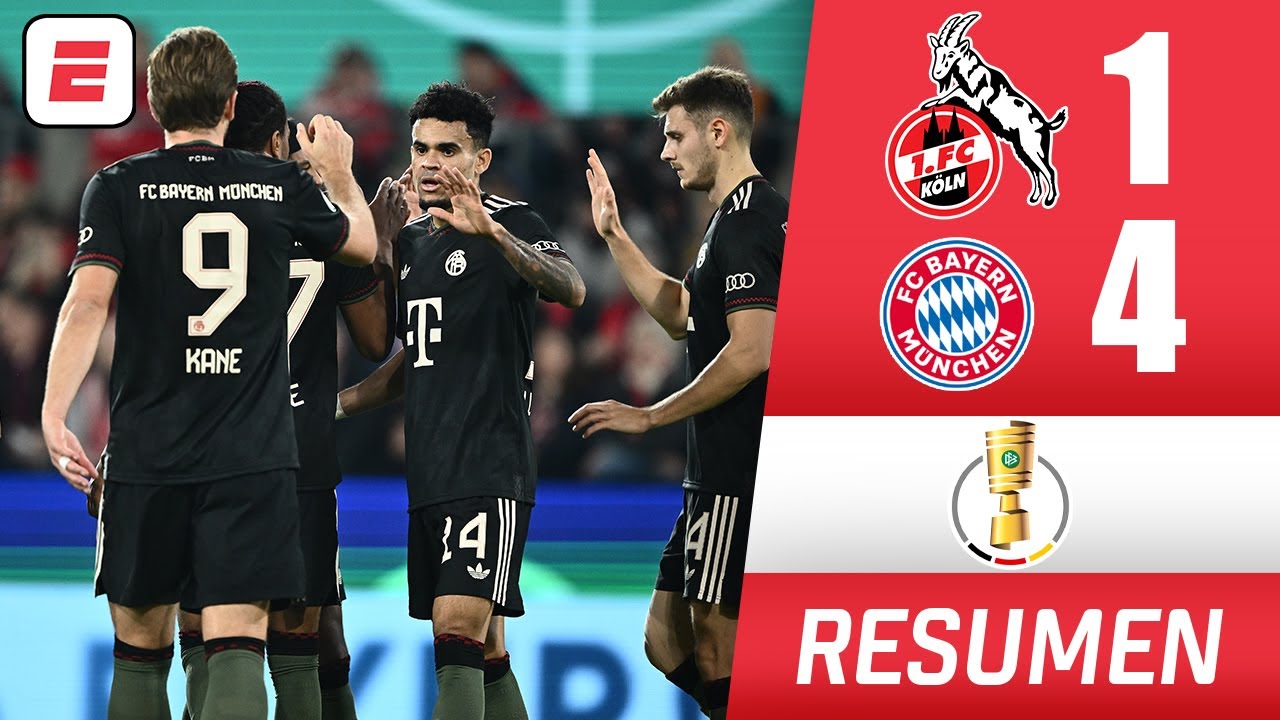 BAYERN MUNICH aplastó a KOLN 4-1 y avanzó. LUIS DÍAZ fue figura con gol y asistencia | Copa Alemana