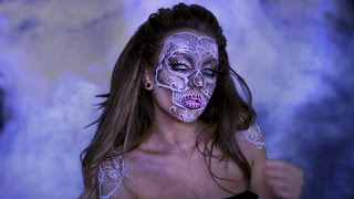 White Lace Skull Halloween Makeup Tutorial | Melania Yaneva