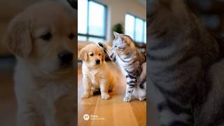 Cat Keeps Smacking the Puppy… Mom Golden Retriever Is Not Having It