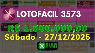 Resultado da Lotofácil 3573, Sábado, 27/12/2025