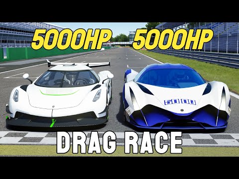 5000HP Koenigsegg Jesko vs 5000HP Devel Sixteen DRAG RACE