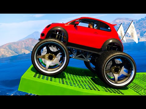 Cars Jumping into Water #5 - GTA 5 Truck & Big Wheels