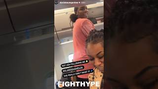 Claressa Shields &amp; Alycia Baumgardner FACE to FACE RUN-IN on Same Flight