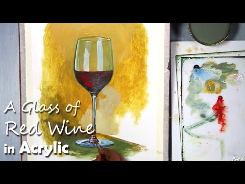 A GLASS OF RED WINE STILL LIFE PAINTING  ACRYLIC:TIMELAPSE :