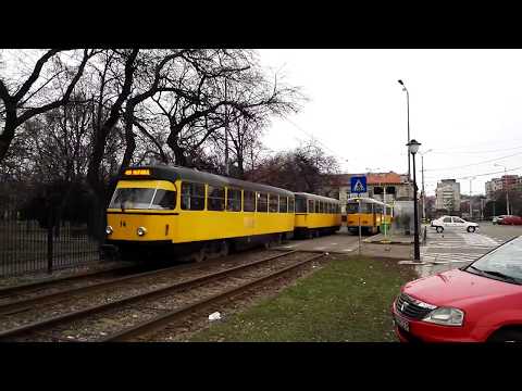Tatra T4 trams at Casa de Cultura in Oradea!