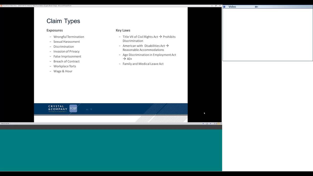 FOJP D&O/EPL Webinar