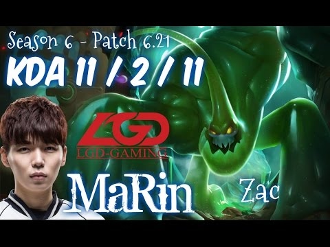 LGD MaRin ZAC vs LEE SIN Jungle - Patch 6.21 KR Ranked