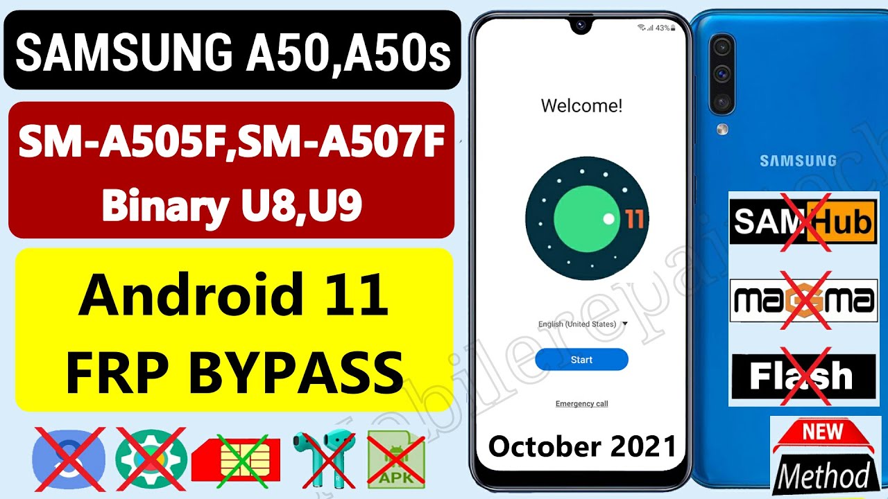 SAMSUNG A50/A50s FRP Bypass Android 11 U9 | Samsung A505F Frp Google Account Bypass No Smart Switch