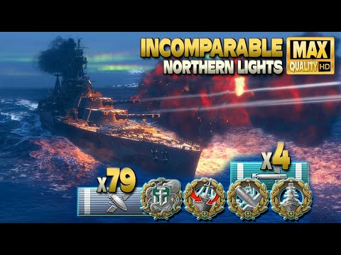 Battleship Incomparable: Good action game on map Northern Lights - World of Warships