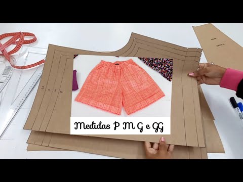 Como fazer MOLDE  Shorts feminino com elástico na cintura