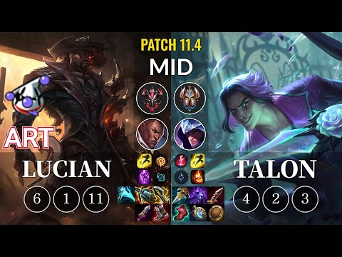 RJ Art Lucian vs Talon Mid - KR Patch 11.4