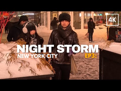 [4K] 🇺🇸 NYC Snowstorm 2026 | Manhattan Night Walk Caught in Blizzard ❄️