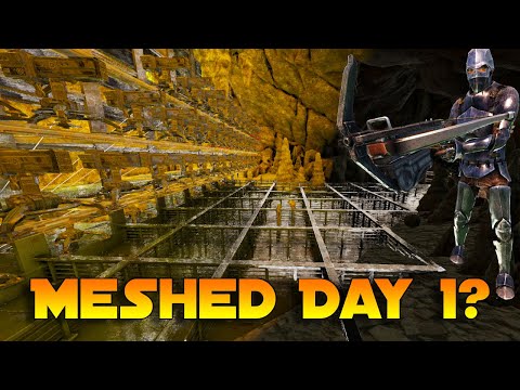 Starting Fresh on the most Populated Ark Server Day 1 - WE GOT MESHED | Ark pvp