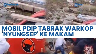 Mobil Operasional PDIP Kecelakaan di Riau, Tabrak Warung Kopi hingga Buat Tembok Sebuah Makam Jebol
