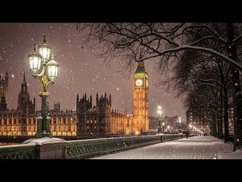 Winter London night jazz - Relaxing jazz music for Releaf stressfull, Snowy winter ambience