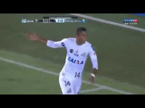 Gol de David Braz - Santos 2 x 0 Sporting Cristal - Copa Libertadores 23/05/2017