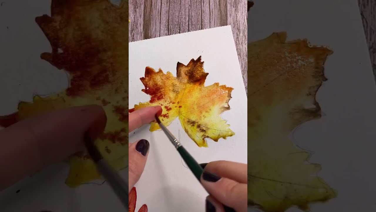 WATERCOLOR Fall leaf tutorial !!