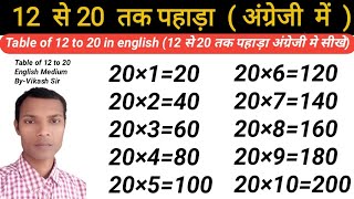 Learn to table of 12 to 20 in english|12 से 20 तक पहाड़ा अंग्रेजी में सीखे|By- Read Up Classes[VKSir]