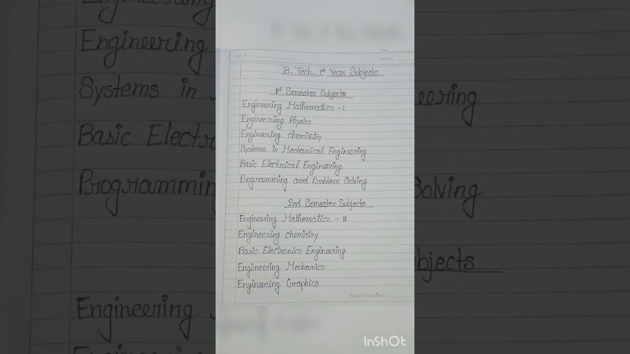 B. Tech. first year subjects