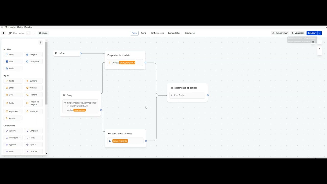 Criando um #chatbot com IA GRÁTIS utilizando Typebot e Groq .