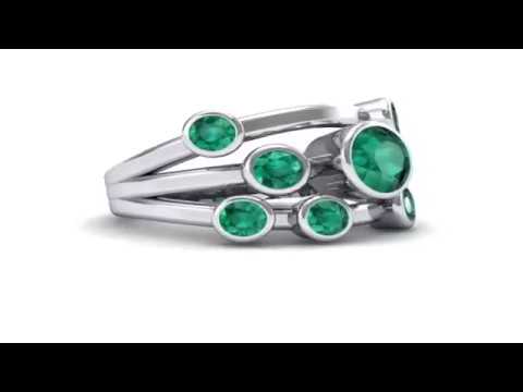 Triple Band Octave Emerald Ring (0.99 CTW)
