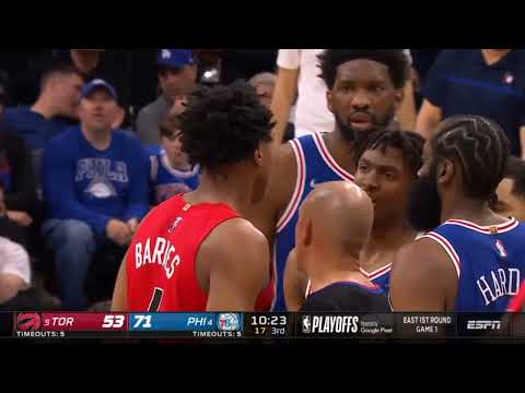 Joel Embiid protects Tyrese Maxey from dangerous play Scottie Barnes!!