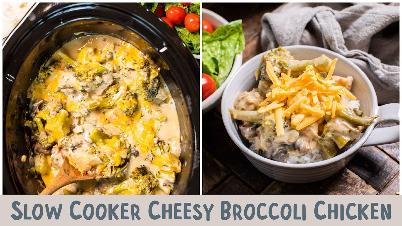 Slow Cooker Cheesy Broccoli Chicken 🧀🍗🥦 {My childhood favorite meal!}