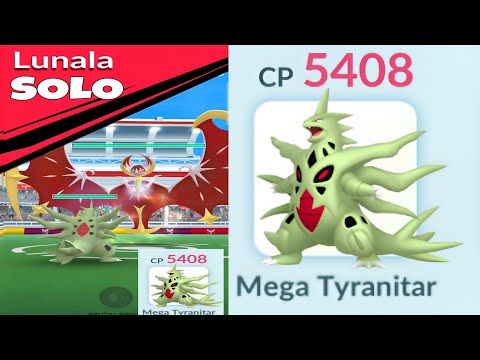 Solo New Lunala Raid With✨️Mega Tyranitar in Pokémon GO
