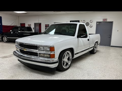 1997 Chevrolet C1500, OBS, DJM drop, low miles, custom Schott billet wheels, blue leather, SOLD