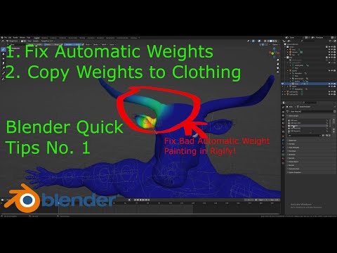 Blender Rigify Tutorial | Correct Automatic Weights and Copy Weight Paints to Clothing (Quick Tip 1)