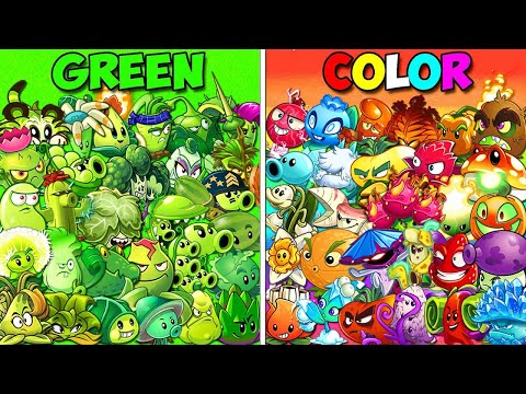 All Plants GREEN vs COLOR Battlez - Who Will Win? - Pvz 2 Team Plant vs Team Plant