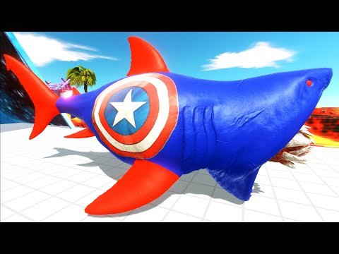 FPS DEATH RUN vs CAPTAIN AMERICA MEGALODON - Animal Revolt Battle Simulator