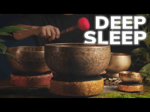 Rarest Antique Tibetan Singing Bowl with Gentle Rain | 1 Hour Sound Bath for Deep Sleep & Relaxation