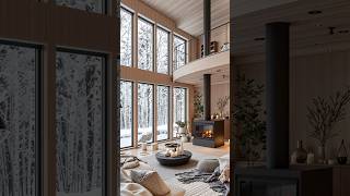 Nordic Winter Haven | Cozy Scandinavian Cabin with Fireplace &amp; Snowy Forest Views