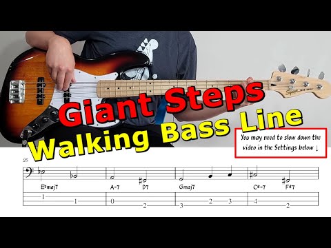 "Giant Steps" 🎷 Walking Bass Line 🎵 Bass Guitar Lesson 🎸