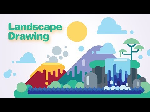 LANDSCAPE DRAWING | Flat Design Tutorial for Beginners | Speed Art