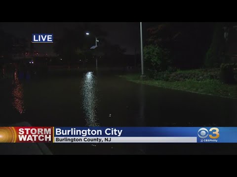 Flooding Along Delaware River In Burlington City
