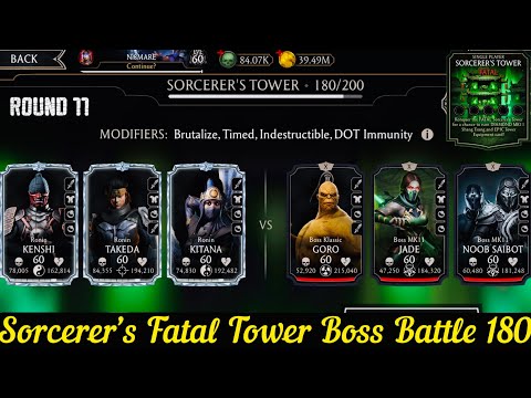 Sorcerer’s Fatal Tower Bosses Battle 180 & Hard Battle Fight + Reward | MK Mobile