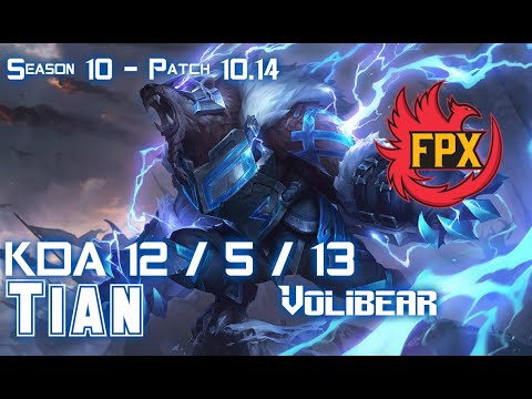 FPX Tian VOLIBEAR vs EKKO Jungle - Patch 10.14 KR Ranked