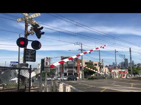 V/Line Sprinter Passing Macaulay Road Crossing
