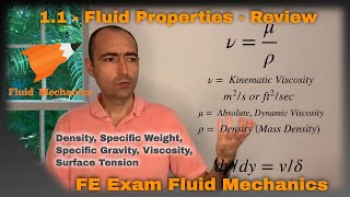 FE Exam Fluid Mechanics - 1.1 - Review - Fluid Properties