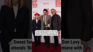 Cute family reunion as Dan Levy attends 'Big Mistakes' premiere with dad Eugene Levy and mom Deborah