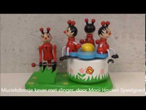 Video muziekdoosje kever met slinger van Mooi Houten Speelgoed