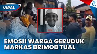 EMOSI! Warga Geruduk Markas Brimob Tual Sambil Bawa Jenazah Remaja Korban Pemukulan, Tuntut Keadilan