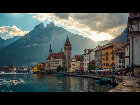 Relaxing Foggy Morning Walk in Thun, Switzerland 🇨🇭 (4K) | Peaceful Lakeside Views & Hidden Corners