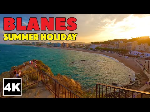 🇪🇸 Blanes Costa Brava Spain Summer Holiday 🌞 4K Walk