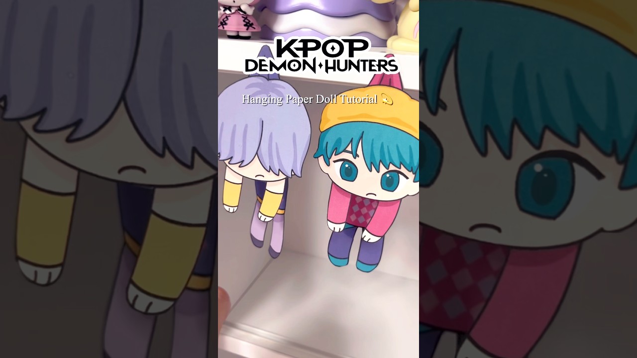 Kpop Demon Hunters Hanging Paper Doll Tutorial 💫 #diy #케이팝데몬헌터스 #종이놀이 #papercraft #sajaboys