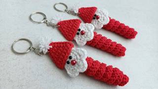 Cute Crochet Santa Keychain Tutorial | Easy Christmas Gift Idea 🎅