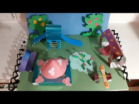 Технология 3 класс. Проект 'Детская площадка' Песочница, качели, горка, лавочка, клумба.