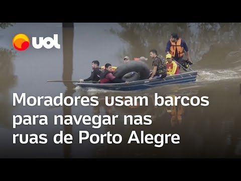 Enchentes no Rio Grande do Sul: Moradores navegam pelas ruas inundadas de Porto Alegre; veja vídeo